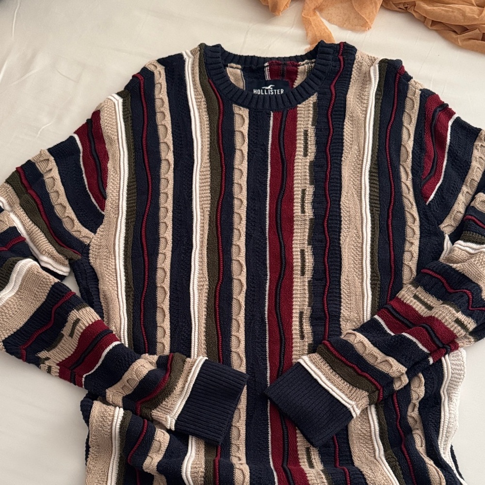 Hollister Men's Multi-Striped Crewneck Sweater